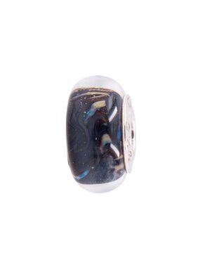 Chamilia Black Blue Swirl Murano Glass Sterling Silver Charm Bead